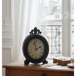 Parisian Mantel Clock Shabby Decorative Distressed Composite Creative Co-op